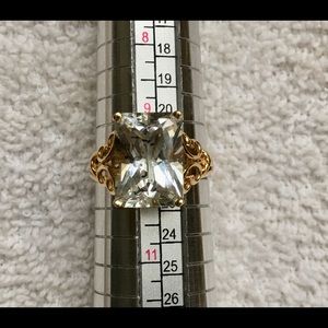 Synthetic emerald shaped diamond ring